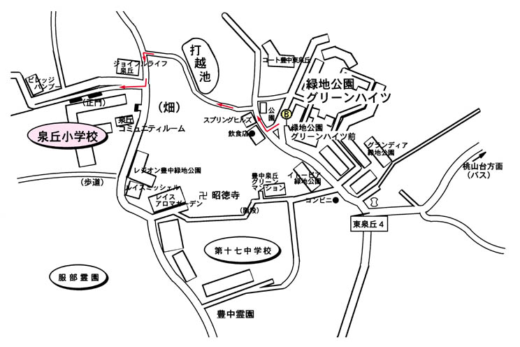 「緑地公園グリーンハイツ前」地図