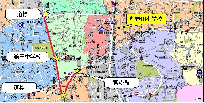 栗ヶ丘から中桜塚方面の案内ルート