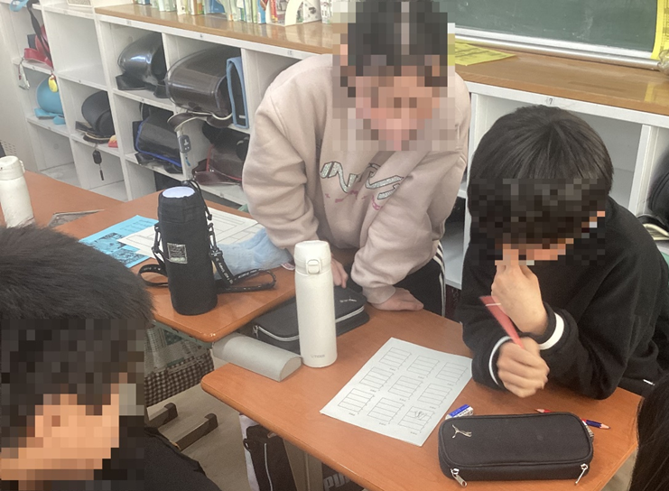 紙媒体で話し合うグループ