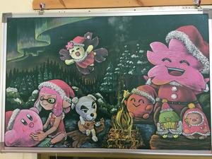 １２月の黒板アート 桜井谷小学校