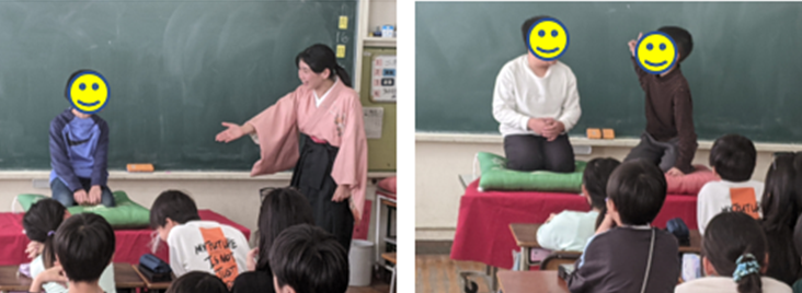子どもたちによる落語のようす