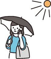 炎天下を歩く女性のイラスト