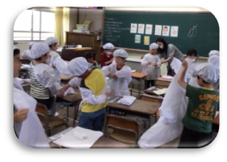 エプロンの着替えの練習